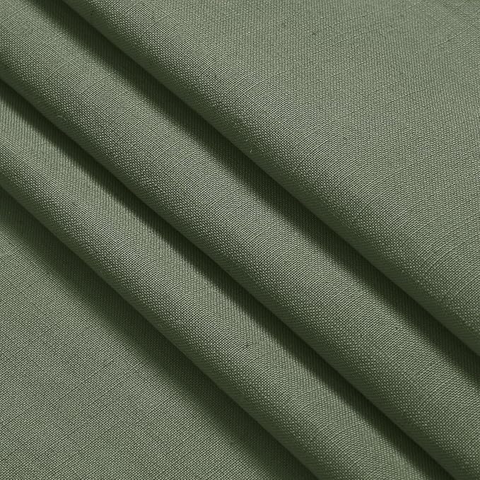 Nanspring Olive Green Linen Curtains for Living Room 2 Panels Set 80 Inch Length Back Tab Light Filtering Semi Sheer Curtain Drapes for Bedroom 52x80