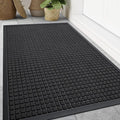 Smiry Front Door Mat Outside Entrance, Heavy Duty Natural Rubber Doormat, Non Slip, Trap Dirt and Moisture, Easy Clean, Low Profile Welcome Floor Mats for Indoor Outdoor Entry, 47x32 Inch, Black