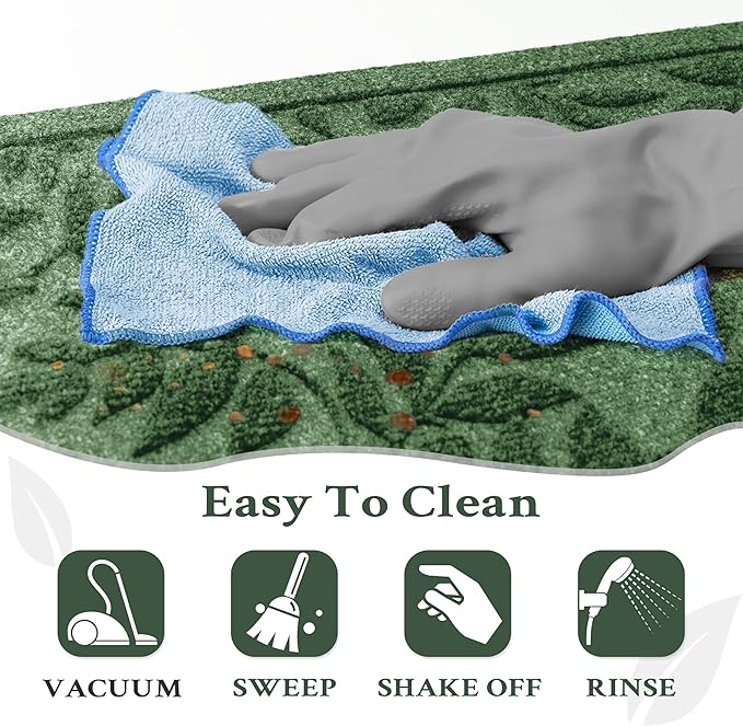 Green Leaves Outdoor Indoor Entrance Doormats, Absorbent Durable Heavy Duty Welcome Front Door Mat,Thick Natural Rubber Back,Easy Clean Entryway Mat 23x35 Inch, Low Profile