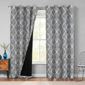 Beauoop 100% Blackout Curtains 108 Inches Long 2 Panels for Bedroom Living Room Grey Moroccan Geo Room Darkening Thermal Insulated Soundproof Grommet Top Window Treatments Drapes, 50x108 Set of 2