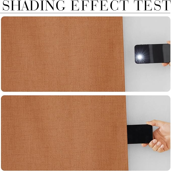 RYB HOME Burnt Orange Total Blackout Curtains Linen Texture, Rustic Fall Curtains for Bedroom/LivingRoom/Office, Thermal Insulated Boho Farmhouse HomeDecor, Luxury Privacy Drapes, W52xL90, 2 Panels