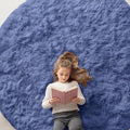 OLANLY Denim Blue Round Rugs for Bedroom - Machine Washable, 7 ft Circle Area Rugs for Living Room, Soft and Fluffy Shaggy Carpet for Teen Girl and Boys, Nursery Rooms, Dorms, Home Decor Aesthetic