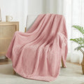 Exclusivo Mezcla Fleece Throw Blanket Extra Large, Super Soft and Warm Blankets for Couch, Sofa and Bed Waffle Textured, Cozy, Fuzzy and Lightweight (Dusty Pink, 50x70 Inches)