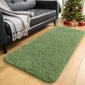 OLANLY 2x4 Machine Washable Runner Rugs for Hallway, Soft Fluffy Shaggy Bedside Rugs for Bedroom, Living Room, Indoor Floor Carpet for Kids Girls and Boys, Home Decor Aesthetic, Green