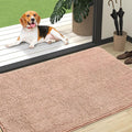 OLANLY Dog Door Mat for Muddy Paws 47x32, Absorbs Moisture and Dirt, Absorbent Non-Slip Washable Doormat, Quick Dry Chenille Mud Mat for Dogs, Entry Indoor Entryway Carpet for Inside Floor, Peach