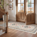 2x5 Rug Runner Washable for Entryway, Soft Bathroom Rugs with Non-Slip Backing,Vintage Low Pile Stair Runner, Small Kitchen Carpet for Hallways, Laundry Room(Blue/Red/Multi,2'x5')