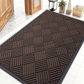 OLANLY Front Door Mat Outside Entrance 47x32, Absorbent, Heavy Duty Sturdy Natural Rubber Doormat Indoor Outdoor, Stain and Fade Resistant, Non-Slip Low Profile Floor Mat for Entryway, Brown Diamond