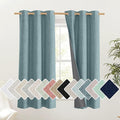 NICETOWN 100% Absolutely Blackout Linen Curtains with Thermal Insulated White Liner, Skylark Blue, 42" Wide, 63" Length Energy Saving Curtains for Small Window 2 Panels Set, Vertical Blinds
