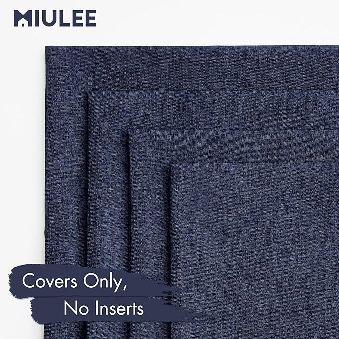 MIULEE Pack of 4 Decorative Outdoor Throw Pillow Covers Linen Waterproof Pillow Covers Farmhouse Cushion Cases for Patio Garden Tent Balcony Couch Sofa 16x16 inch Navy