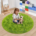 4x4 ft Tie Dye Green Round Rug for Bedroom Room Fluffy Circle Rug Furry Carpet Shaggy Circular Fuzzy Washable Non-Slip Large Area Rug Soft Indoor for Living Room Cute Aesthetic Home Decor