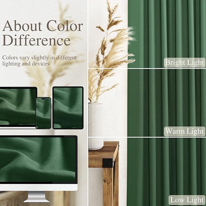 Green Semi Sheer Curtains 120 Inches Long 2 Panels Set Back Tab Loop Pocket Linen Blend Boho Large Window Curtain Extra Long Light Filtering Drapes High Ceiling Curtains for Living Room 52x120