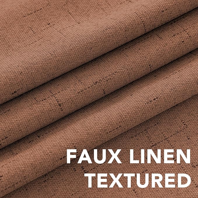 H.VERSAILTEX Linen Blackout Curtains 108 Inches Long 100% Blackout Thermal Insulated Textured Linen Look Curtain Draperies Anti-Rust Grommet, Energy Saving with White Liner, 2 Panels, Washed Spice