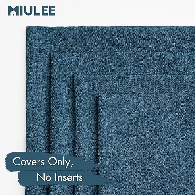 MIULEE Pack of 4 Decorative Outdoor Throw Pillow Covers Linen Waterproof Pillow Covers Farmhouse Cushion Cases for Patio Garden Tent Balcony Couch Sofa 16x16 inch Navy Blue