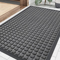 Smiry Front Door Mat Outside Entrance, Heavy Duty Natural Rubber Doormat, Non Slip, Trap Dirt and Moisture, Easy Clean, Low Profile Welcome Floor Mats for Indoor Outdoor Entry, 35x23 Inch, Grey
