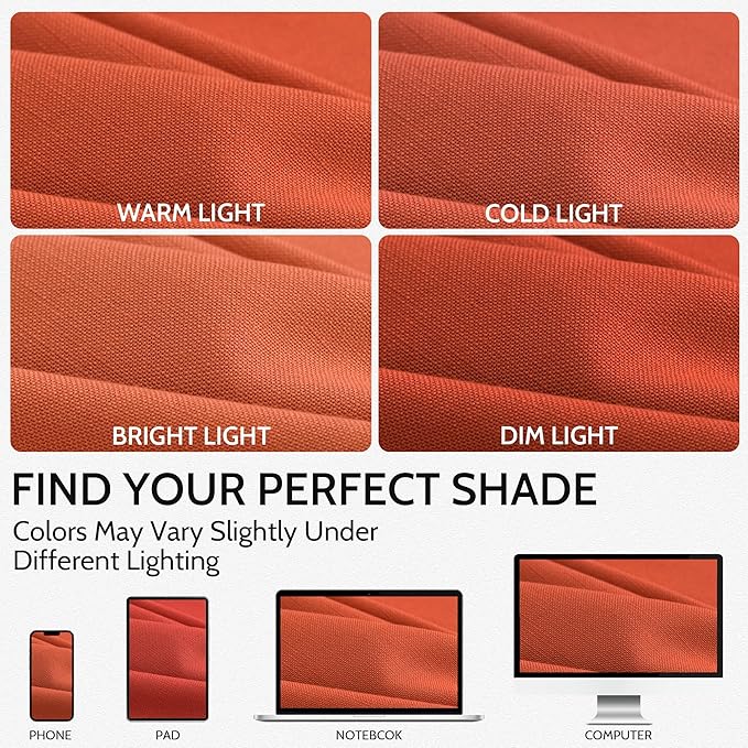 Nanspring Bright Orange Linen Blend Light Filtering Back Tab Curtains 84 Inches Long, Semi Sheer Privacy Drapes for Living Room & Bedroom Simple Style, 52x84 inch, 2 Panels