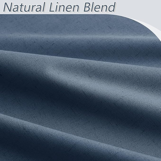 Guken 100% Blackout Curtains 96 Inch Length 2 Panels Set for Living Room Bedroom Back Tab Thermal Insulated Black Out Linen Drapes Room Darkening Window Curtains 96 Inches Long,Denim Blue