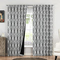 Beauoop 100% Blackout Curtains 96 Inches Long 2 Panels for Bedroom Living Room Grey Moroccan Geo Room Darkening Thermal Insulated Soundproof Rod Pocket Back Tab Window Treatments Drapes, 50x96