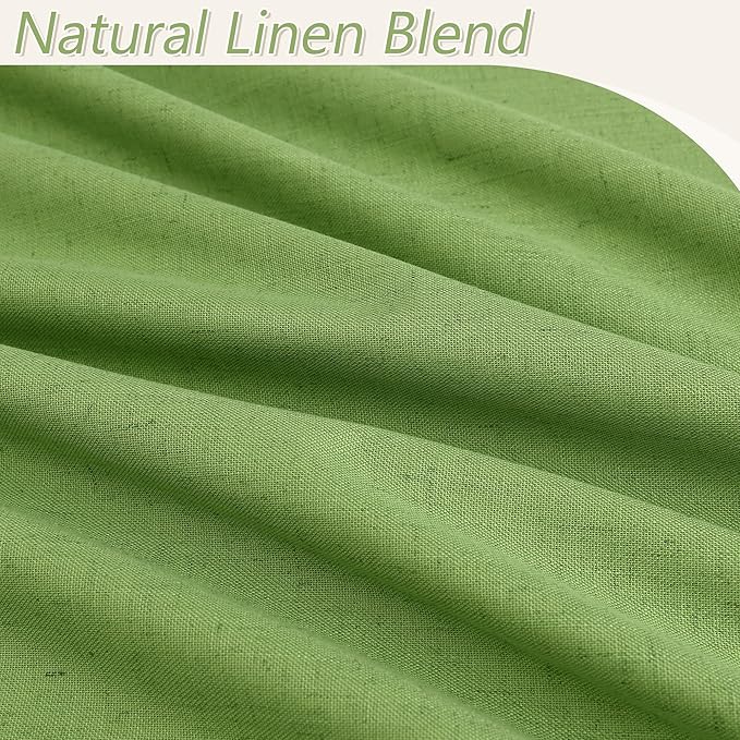 Guken 100% Blackout Curtains 90 Inch Length 2 Panels Set for Living Room Bedroom Back Tab Thermal Insulated Black Out Linen Drapes Room Darkening Lime Green,52x90