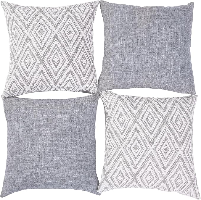 HPUK Decorative Throw Pillow Covers Set of 4 Couch Pillows Accent Cushion Cover for Couch Sofa Living Room, 20"x20" inches, Grey
