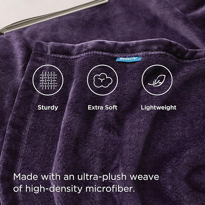 Bedsure GentleSoft Fleece Throw Blanket Purple - 300GSM Blankets for Couch, Sofa, Bed, Soft Lightweight Plush Cozy Throws for Toddlers, 50x60 inches