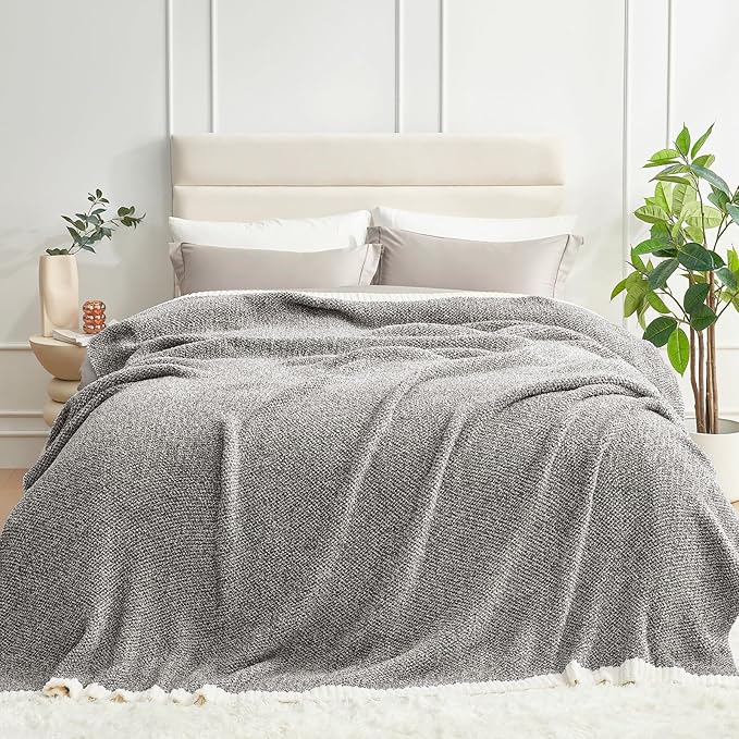Snuggle Sac Ultra Soft Grey Bedding Blanket Twin XL, Warm Fluffy Microfiber Blankets for Bed, Living Room, Oversized Bed Blanket, Heather Dark Grey, 66x90 inches