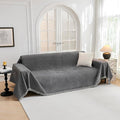 MYSKY HOME Couch Cover for Dogs Washable, Couch Covers Couch Covers for Dogs Couch Cover 2 Cushion Sofa Non Slip Dog Furniture Protector with Tassels Chenille Sofa Covers for Pets, 71"x102", Dark Grey