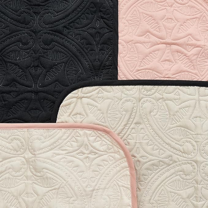 Great Bay Home Reversible Chair Cover - Washable Slipcover Furniture Protector with Elastic Straps - Perfect for Kids & Pets - Quilted & Stitched Detail (Black/Taupe)