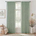 RYB HOME Sage Green 100% Blackout Curtains 96 inches Long, Thermal Insulated Linen Texture Drapes for Bedroom/Living Room, Elegant Farmhouse Curtains Back Tab&Rod Pocket, W52xL96, 2 Panels