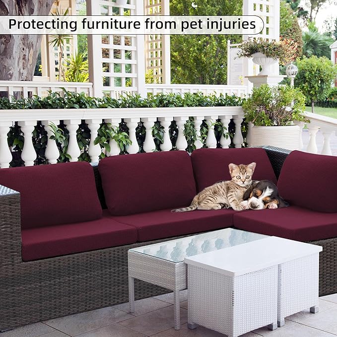 Outdoor Cushion Covers Set,8PCS Patio Furniture Couch Seat Slipcovers, Replacement for Sofa Sectional Chair(Cover，Only)