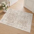 Madane 2x3 Washable Rugs for Entryway, Low Pile Non-Slip Small Area Rug Kitchen Door Mat, Vintage Soft Throw Neutral Rug Floor Mat for Indoor Front Entrance Bathroom Hallway (2 x 3, Brown/Sand)