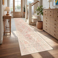 Runner Rug 2x10, Ultra-Thin Kitchen Rugs Non Slip Washable Rugs for Entryway Rug, Kitchen Runner Low Pile Vintage Soft Carpets for Living Room, Bathroom Bedroom (Pink,2'x10')