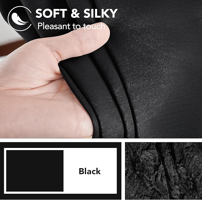Deconovo Blackout Curtains, Thermal Insulated, W42 x L54 2 Panels, Back Tab, Machine Washable, Room-Darkening Drapes for Bedroom/Living Room Black
