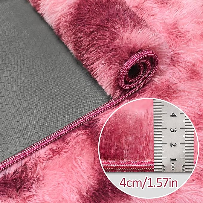 Tie-Dyed Red 2x6 Machine Washable Runner Rugs for Hallway Soft Fluffy Shaggy Bedside Rugs for Bedroom Living Room Indoor Floor Carpet for Kids Girls and Boys Nursery Rooms Home Decor Aesthetic