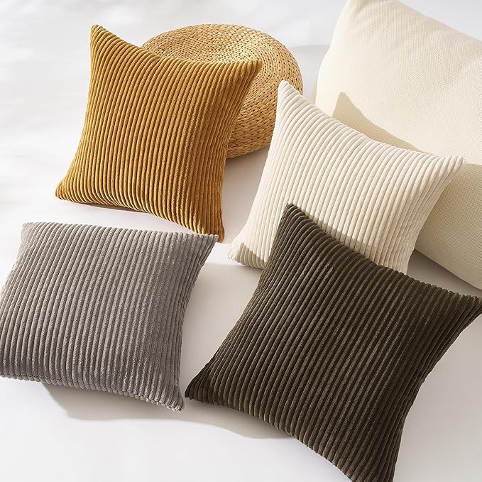 Topfinel Decorative Brown Throw Pillow Covers Cushion Cases, Set of 4 Soft Velvet Modern Double-Sided Designs, Rustic Home Decor, Pillow Inserts Not Included (22x22 inch)