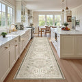Madane Hallway Runner Rug 2'6''x12' Kitchen Runner, Non Slip Vintage Runners for Hallways Washable Kitchen Rugs Soft Low Pile 2.5x12 ft Rug Runner for Laundry Room, Entryway and Bedroom, Ivory/Brown