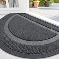 OLANLY Half Circle Door Mat Indoor Outdoor Entrance Welcome, Waterproof All-Season, All-Weather Doormat, Sturdy Natural Rubber, Low Profile, Easy Clean Patio Porch Entryway Mat, 47x32, Grey