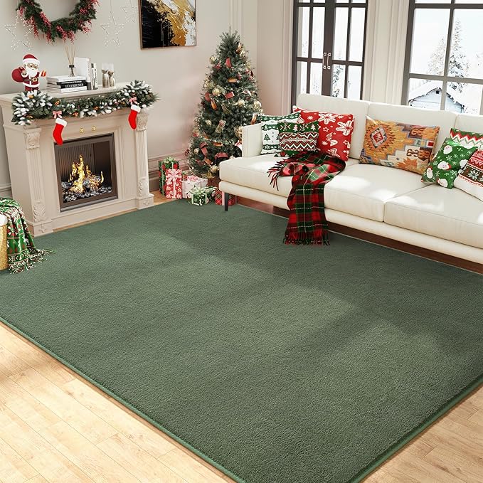 Amearea Large Modern Area Rugs for Bedroom Living Room, 6x9 Feet Sage Green Thickened Memory Foam Rug, Fluffy Indoor Washable Rugs Non Slip Minimalist Carpet for Boys Girls Dorm Nursery Room Decor