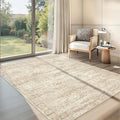 Area Rugs 4x6 for Living Room, Non-Slip Backing Small Kids Rugs for Bedroom, Vintage Abstract Rug Home Decor, Low Pile Soft Washable Rug for Kitchen, Dining Room (4'x6', Beige/Ivory)
