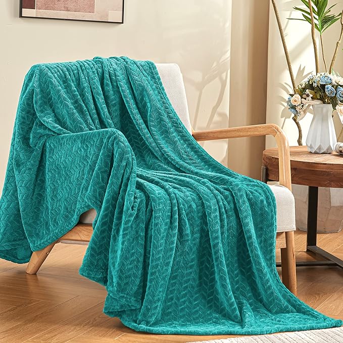 inhand Fleece Throw Blanket, Super Soft Fuzzy Blanket for Couch Sofa Bed Office, Cozy Plush Fleece Blanket Throw Size, Washable Lightweight Flannel Blankets Throw for All Season(50”x60”,Teal)