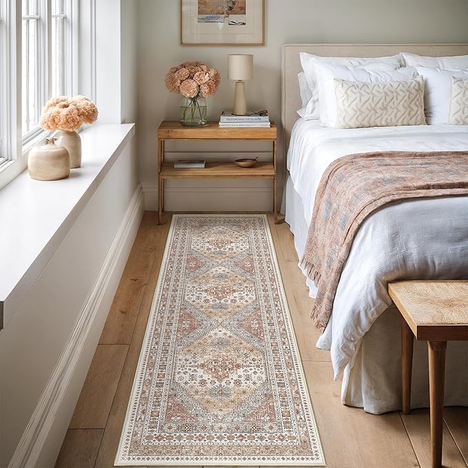Kitchen Runner Rug Non Slip Washable 2.5x8, Soft Low Pile Entryway Rug Runners for Hallways,Carpet Runner for Living Room,Kitchen, Laundry, Bathroom(Orange,2.5'x8')