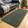 OLANLY 2x4 Machine Washable Runner Rugs for Hallway, Soft Fluffy Shaggy Bedside Rugs for Bedroom, Living Room, Indoor Floor Carpet for Kids Girls and Boys, Home Decor Aesthetic, Olive Green