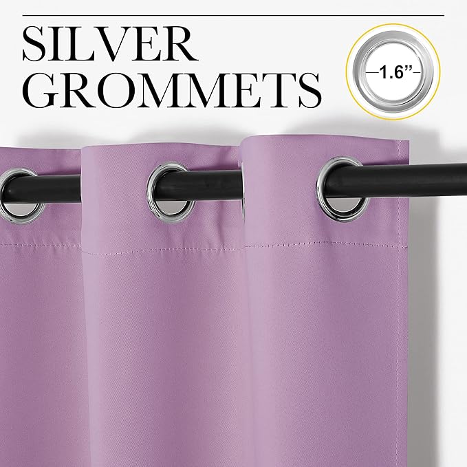 NICETOWN Room Darkening Drapes for Nursery - Light Blocking Curtain Panels for Bedroom Girl Room, Soft Fabric Window Treatment (Lilac, 42 inches Width by 95 inches Length, 1 Pair)