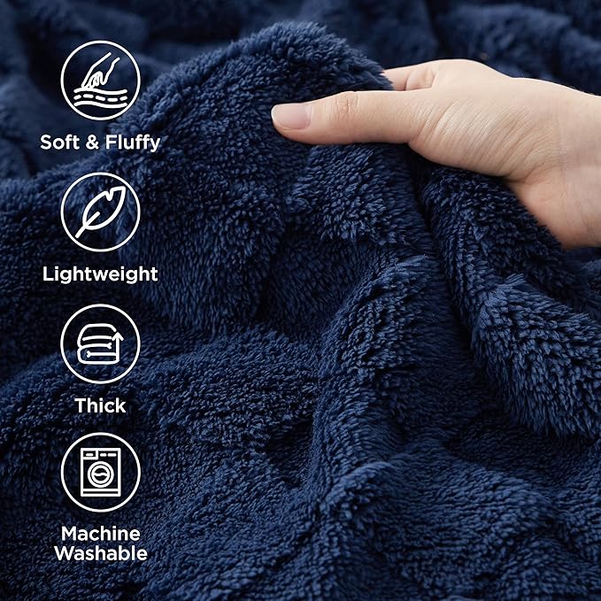 Bedsure GentleSoft Twin Blanket for Bed Navy - Super Soft Cozy Blankets for Kids Girls, Cute Fuzzy Fleece Throws for Bedroom Couch, 60x80 Inches