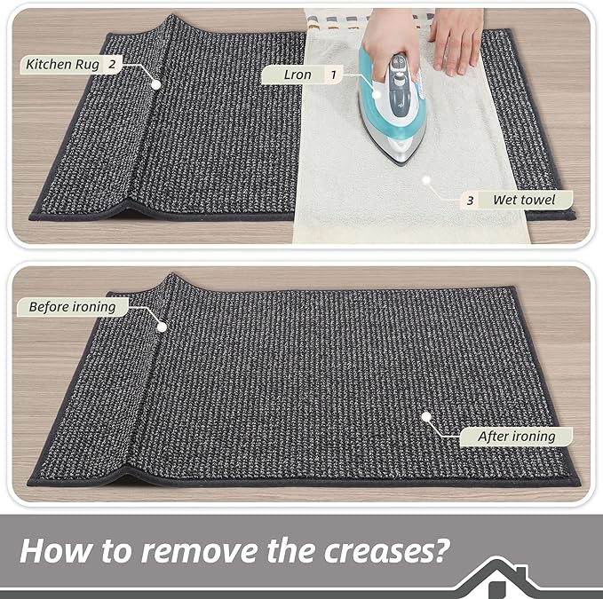 BEQHAUSE Kitchen Runner Rugs 20"x48", Non-Slip Kitchen Mats for Floor, Super Absorbent and Stain Resistant Kitchen Rug, Machine Washable Rugs for Kitchen, Hallway, Laundry & Sink, Charcoal