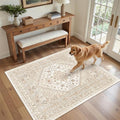zesthome 3x5 Rug Ultra Soft Washable Rug, Non Slip Area Rug Indoor Entrance, Stain Resistant Rugs for Living Room Bedroom, Vintage Home Decor Area Rugs (Cream/Beige,3'x5')