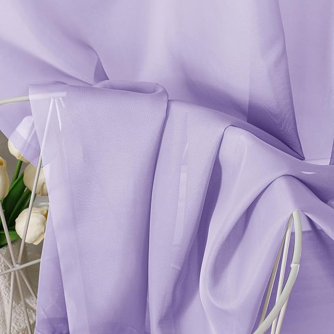 OVZME Lavender Sheer Curtains 84 Inches Long 2 Panels - Soft Light Filtering Window Sheer Panels for Living Room/Bedroom, Top Dual Rod Pocket, 1 Pair, Each 42Wx84L Inches