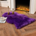 duduta Purple Faux Sheepskin Throw Rug 2x3 ft, Fluffy Shag Fur Chair Cover Small Bedside Dorm Rug Non Slip Machine Washable