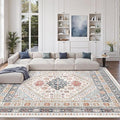 zesthome 8x12 Area Rugs for Living Room,Non-Slip Backing Washable Rugs,Vintage Large Area Rug，Stain Resistant Home Decor Rug (Multi,8'x12')