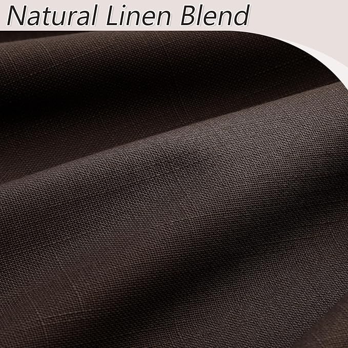 Guken Brown 100% Blackout Curtains 63 Inch Length 2 Panels Set for Living Room Bedroom Back Tab Thermal Insulated Black Out Linen Drapes Room Darkening Window Curtains 52 Inches Width