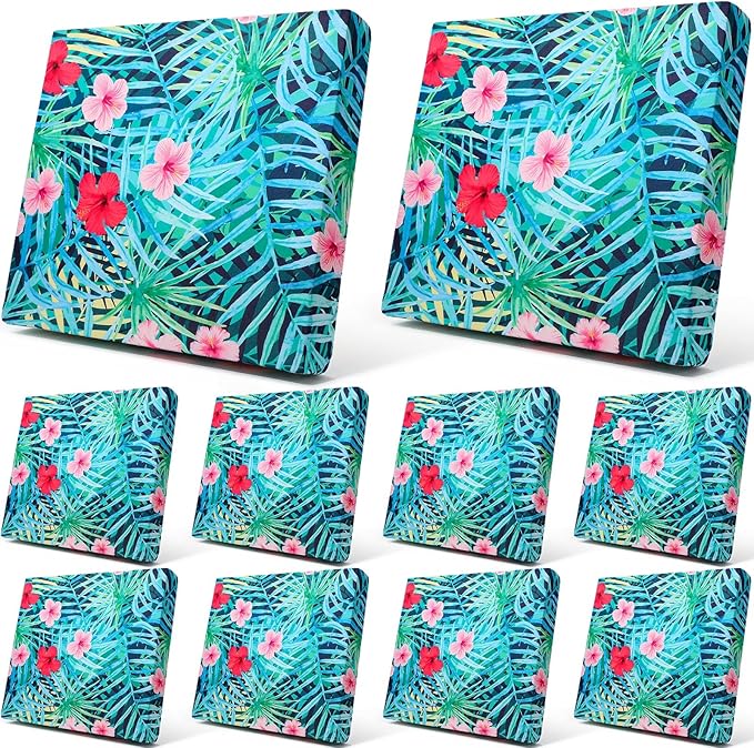 Newwiee 8Pcs Patio Cushion Covers Stretch Outdoor Cushion Cover Replacement for Patio Furniture Sofa Couch Slipcovers, Soft Flexibility Washable Furniture Protector(Fresh Floral,Fresh Color)